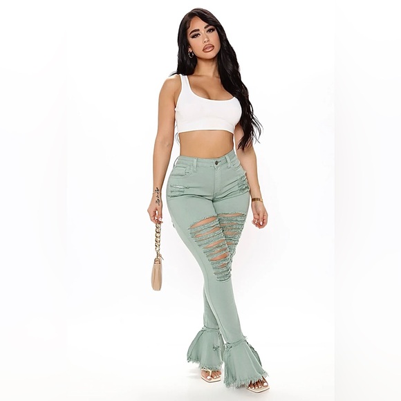 Fashion Nova Fray What You Mean Flare Leg Jeans 20 - Picture 5 of 10